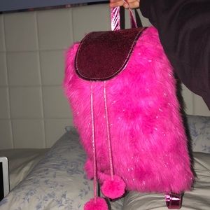 Hot pink fluffy backpack